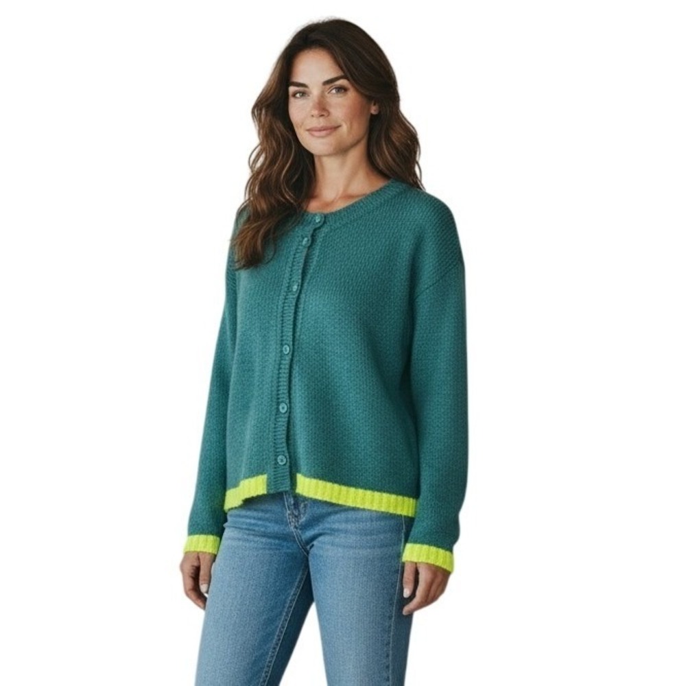 DR BLOOM Teal Mohair Blend Cardigan Sweater Sz S M Feminine Cottage Girly - Picture 6 of 14